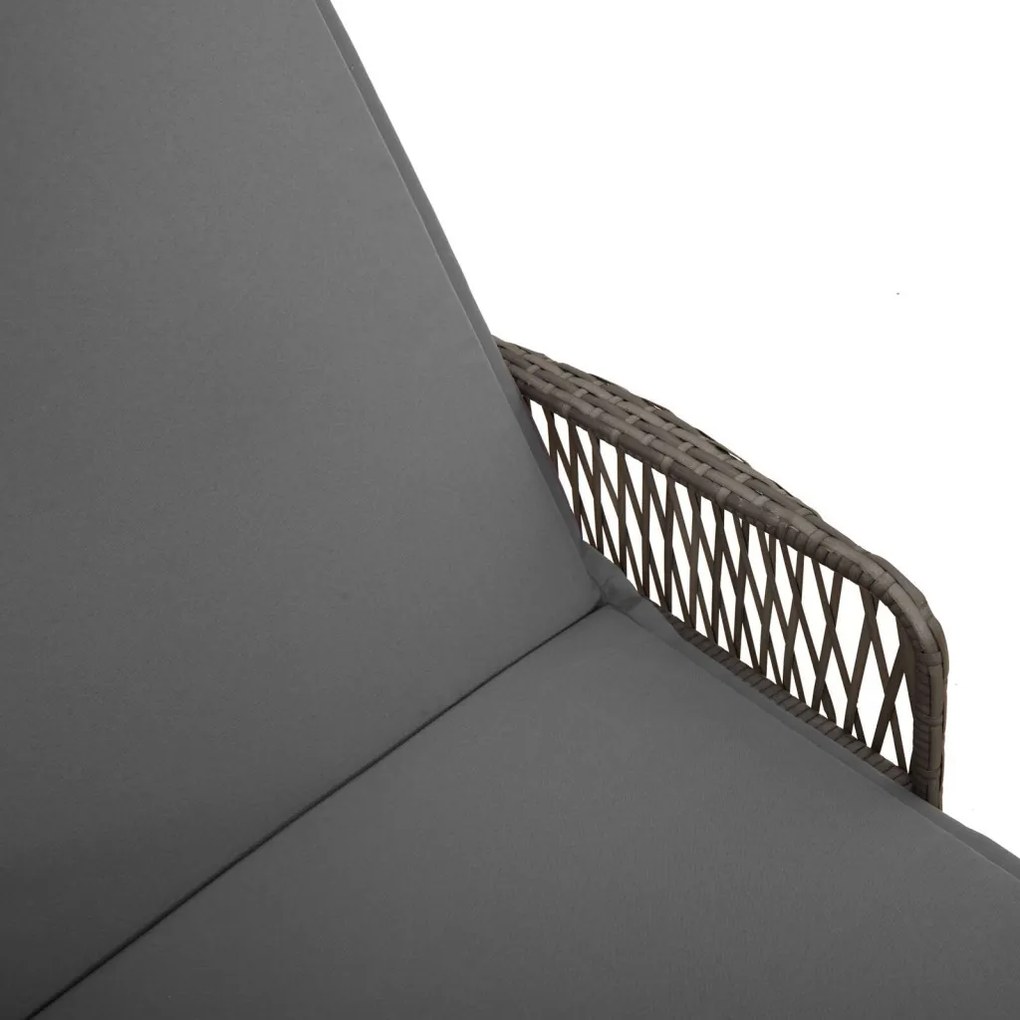 Napozóágy Szürke és sötét szürke PE Rattan 157 x 55 x 92 cm