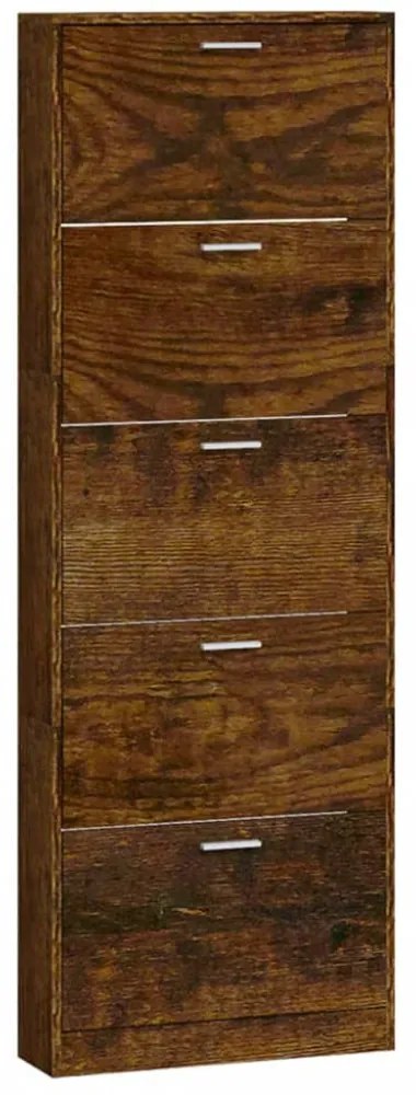 füstös tölgy színű szerelt fa cipősszekrény 59 x 17 x 169 cm