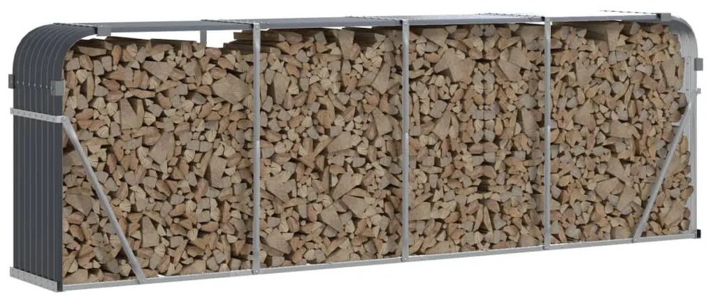 antracitszürke horganyzott acél rönktartó 300 x 45 x 100 cm