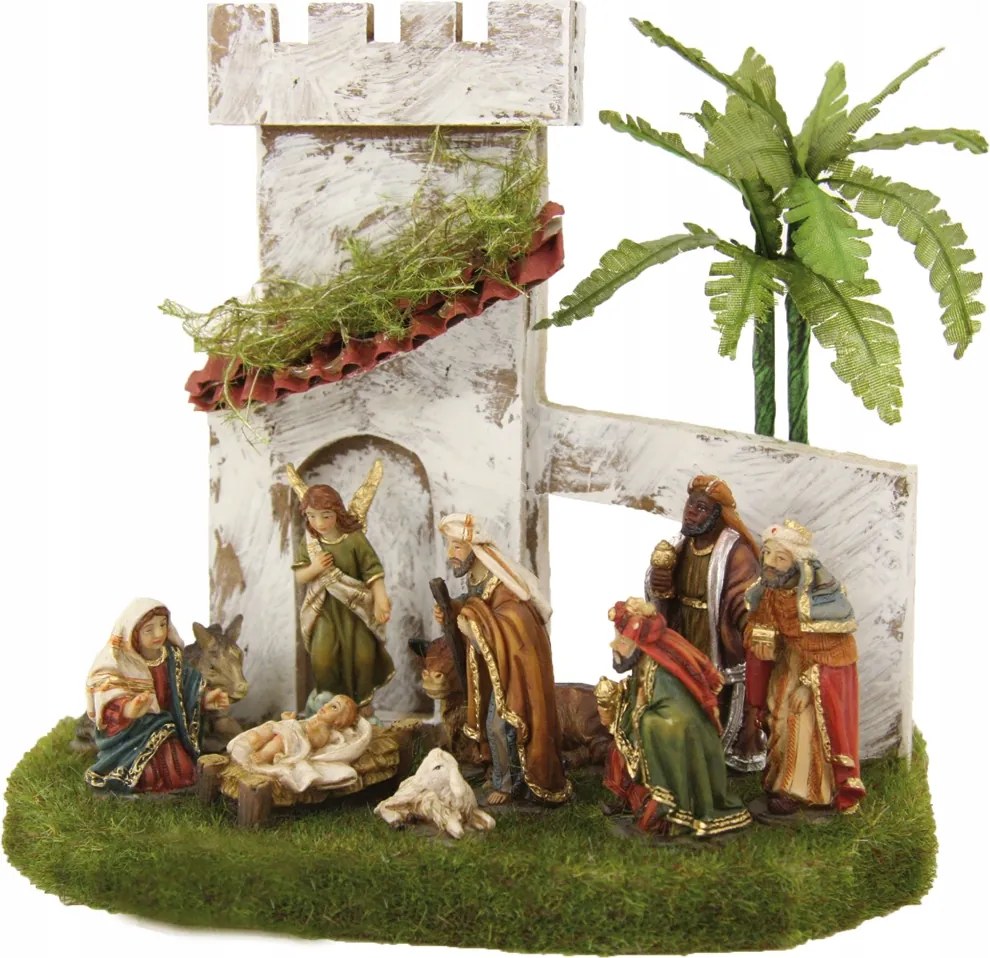 Karácsonyi betlehem 5cm magas figurákkal/ Betlehem 14cm magas