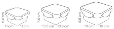 Tescoma FRESHBOX négyzet alakú ételtároló doboz, 3 db, 0,4/0,7/1,2 l,, 3 db