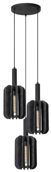 Lucide 45492/13/36 - Csillár zsinóron RAFAL 3xE27/40W/230V fekete/szürke