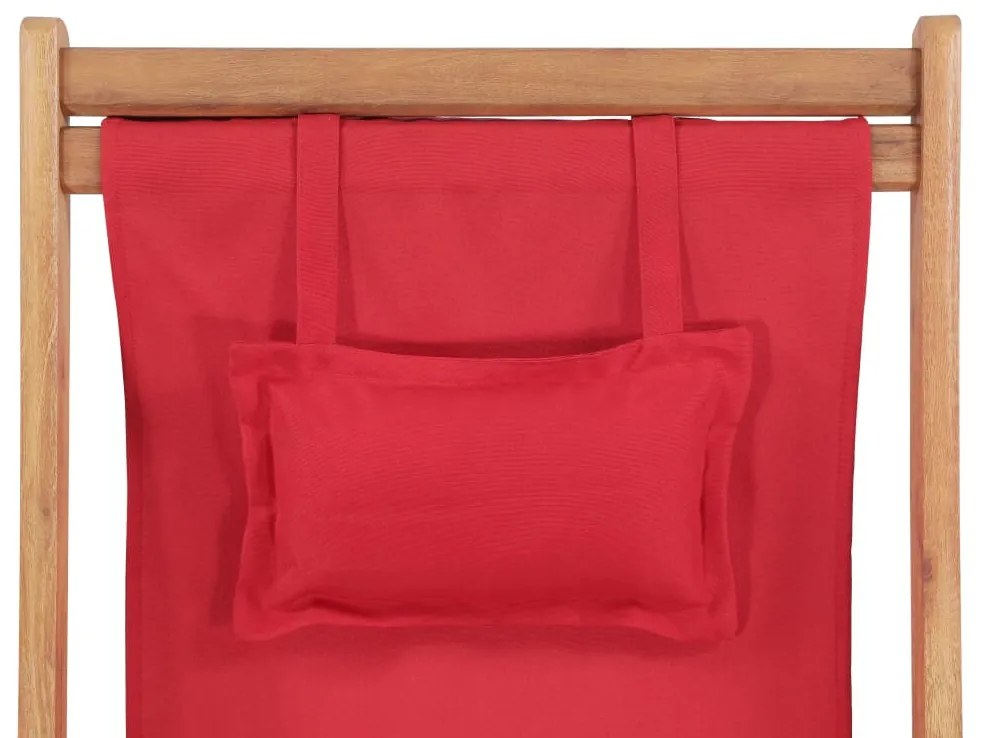 vidaXL piros összecsukható szövetkárpitos, favázas strandszék