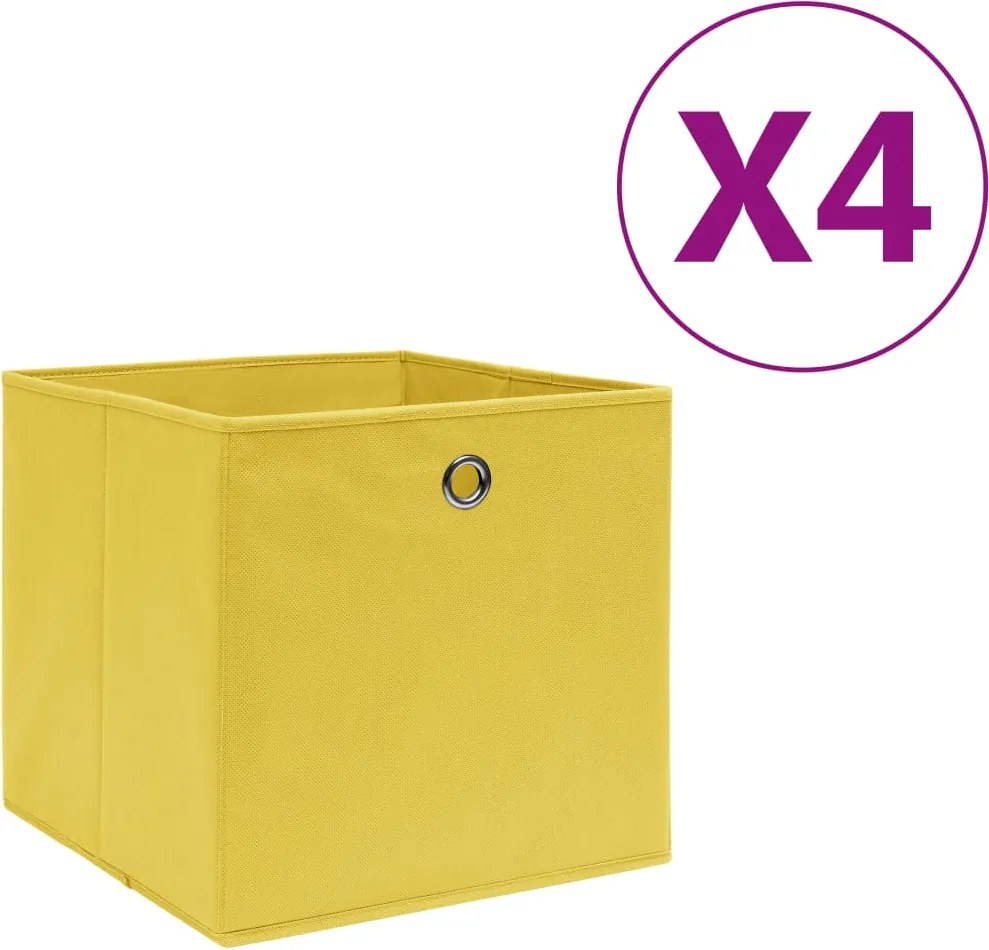 vidaXL 4 db sárga nem szőtt szövet tárolódoboz 28 x 28 x 28 cm