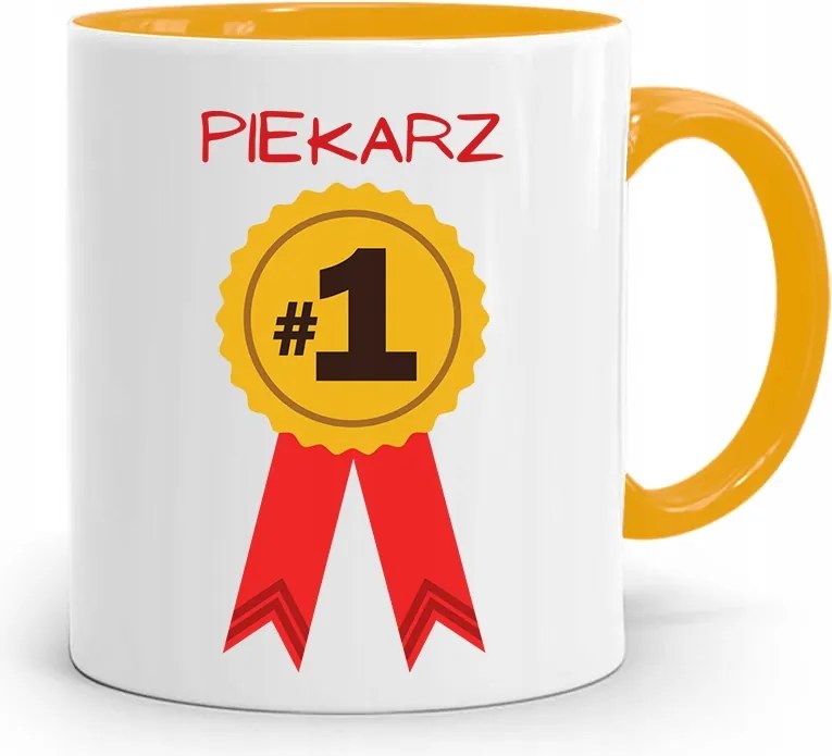 Sárga Bögre Péknek Első Számú Pék, fényképes nyomattal