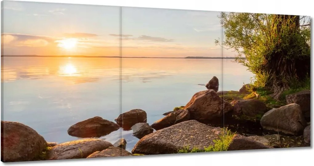 Vászonkép 180x90 Kövek fák tenger