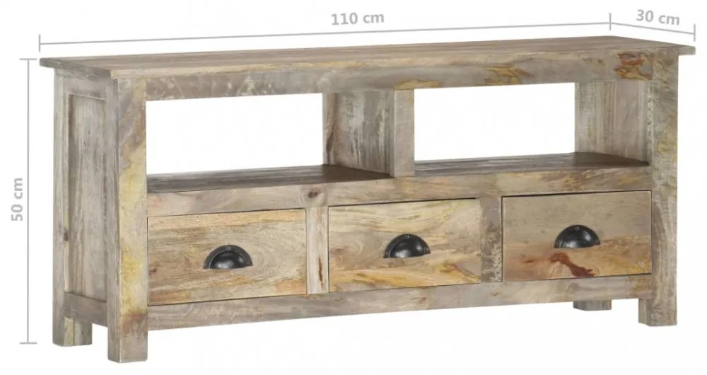 tömör mangófa TV-szekrény 110 x 30 x 50 cm