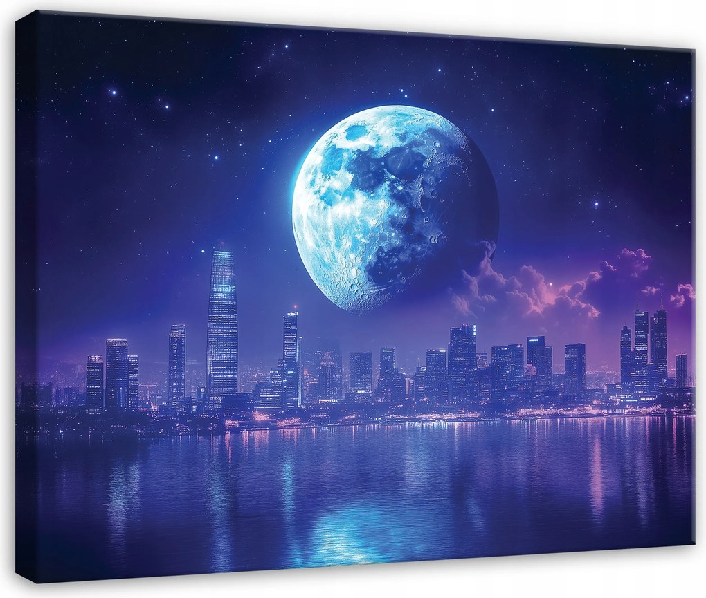 Vászonkép Város Hold Éjszaka Panoráma Hálószoba Nappali Vászon 40x30