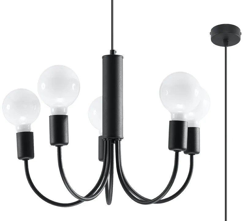 SOLLUX SL-0855 PICCOLO Glamour Csillár Fekete E27 IP20