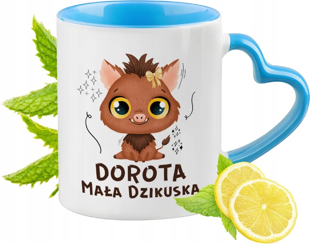 Kék bögre szív alakú füllel Dorottya számára Ideális Ajándék