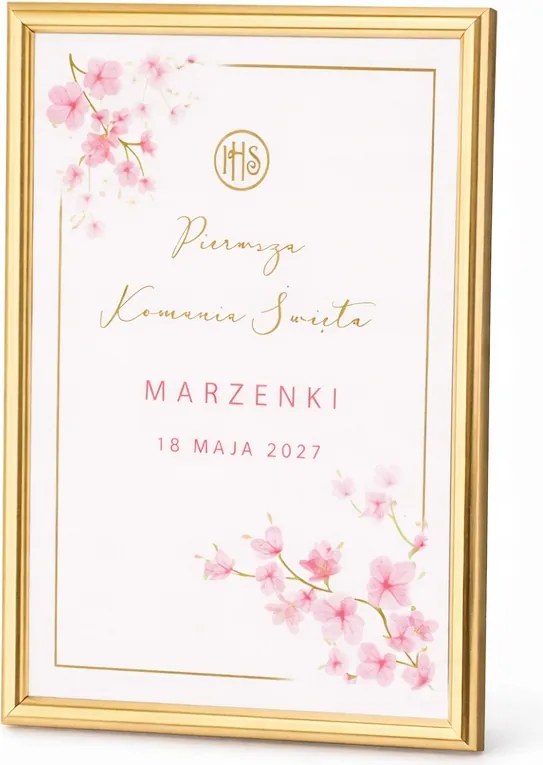 AsztaltÁBLA I. Szentáldozás Rózsaszín Magnólia (+arany keret)