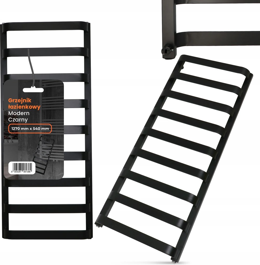 Radiátor Fürdőszobai radiátor Létra 1270x540 Létra Fali Fekete 2G