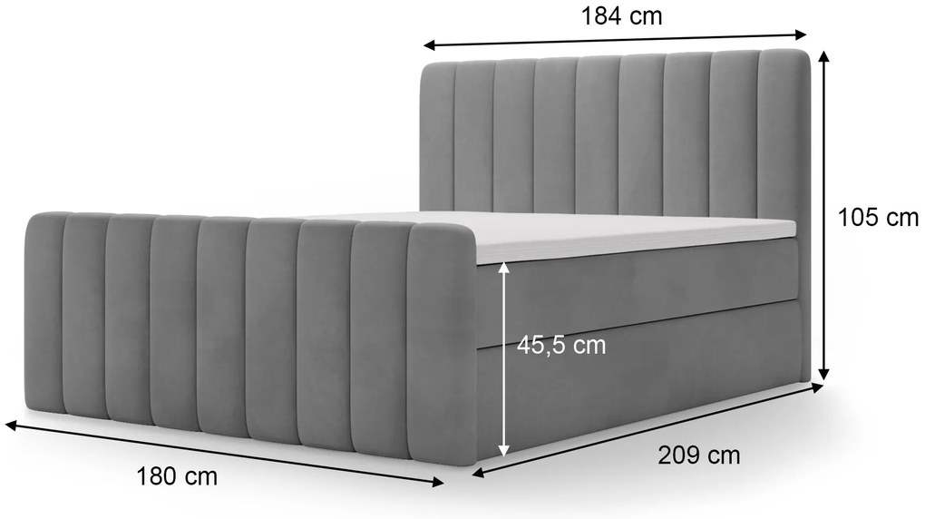 MV MAGIC PLUS kárpitozott boxspring ágy 180x200 - krémszínű