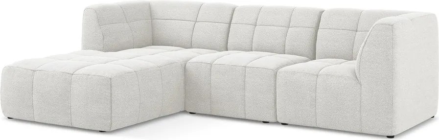 Fehér buklé sarokkanapé (bal oldali-heverő résszel) Aloha – Makamii