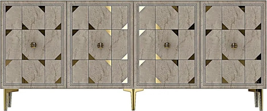 Moka 150 - White, Travertine, Gold