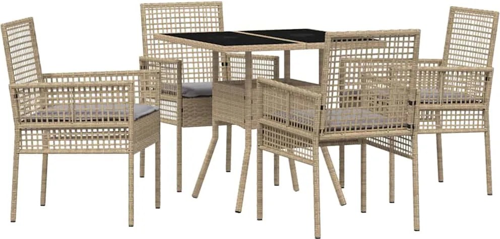 vidaXL Kert étkező szett 5 pcs Bézs polirattan