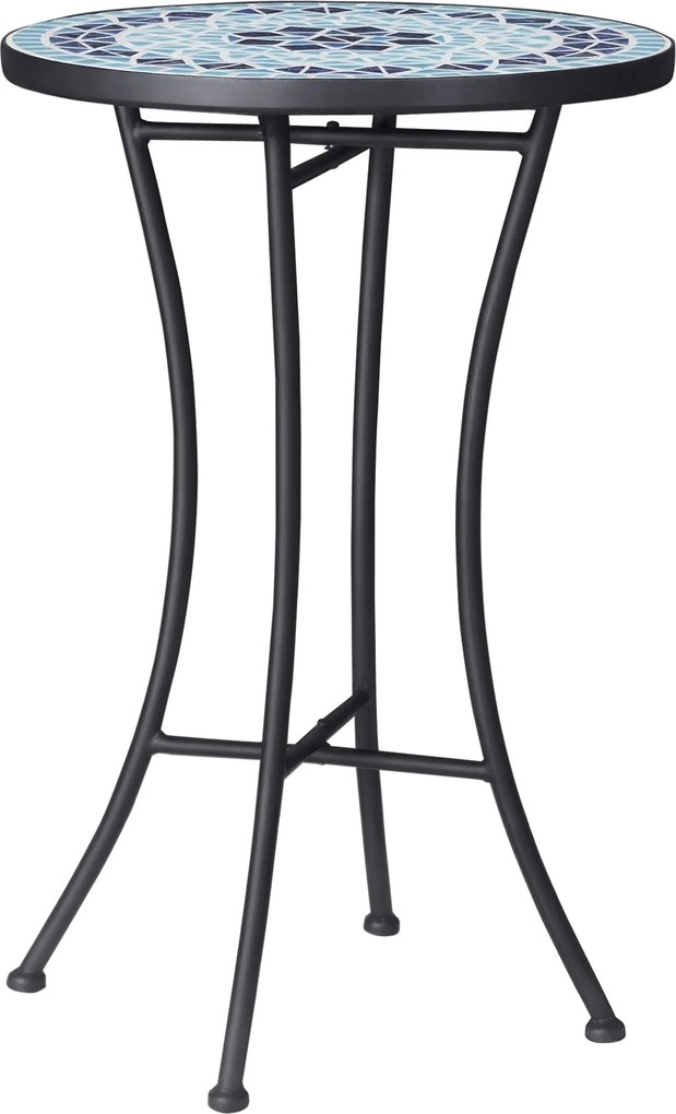 Outsunny Kerek Kert Kávézó Asztal Kerámia Mozaik Felsővel, Ф35.5x53.5cm, Kék | Aosom