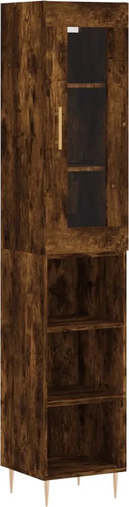 vidaXL füstös tölgy színű szerelt fa magasszekrény 34,5x34x180 cm