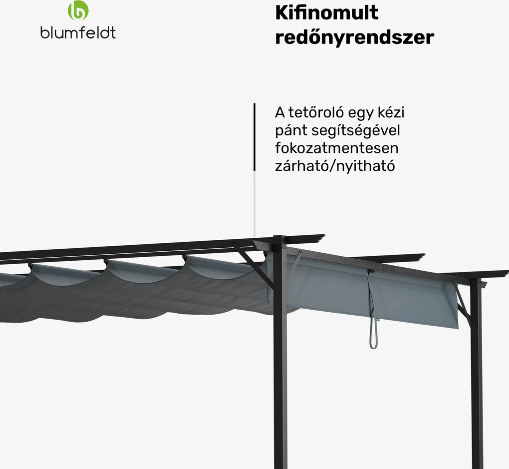 Blumfeldt Pantheon Robust Pergola, 3x4 m időjárásálló porszórt acél