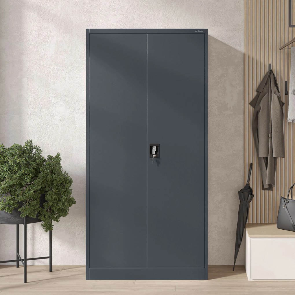 Fém öltözőszekrény DAWID, 900 x 1850 x 450 mm, antracit