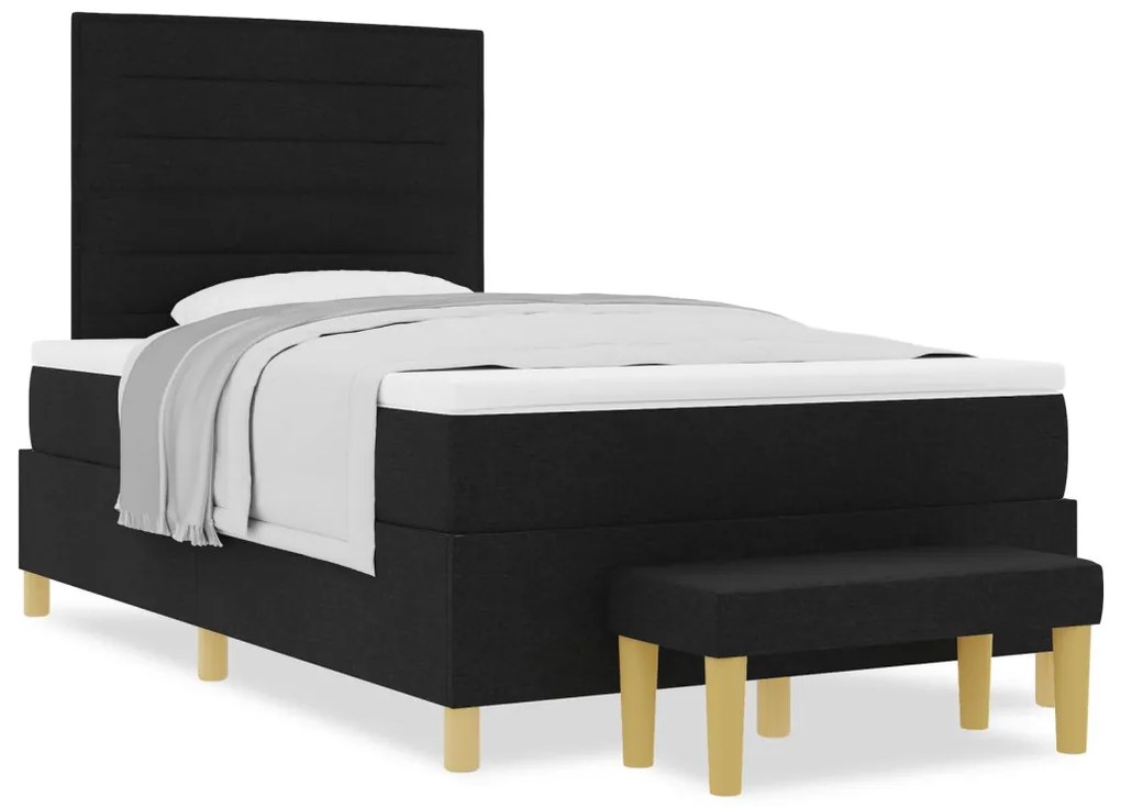 Box Spring Ágy Matraccal és Pad Black 120x190 cm Szövet