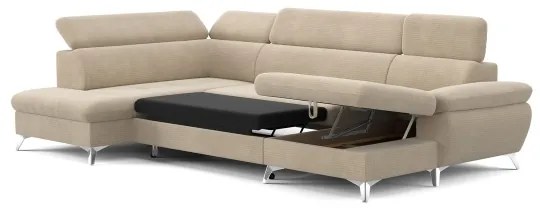 CATANIA U alakú, balos, tárolós sarokkanapé, bézs