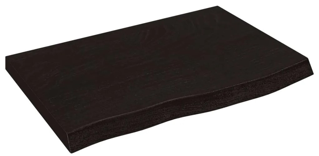 sötétbarna kezelt tömör tölgyfa asztallap 60x40x(2-4) cm