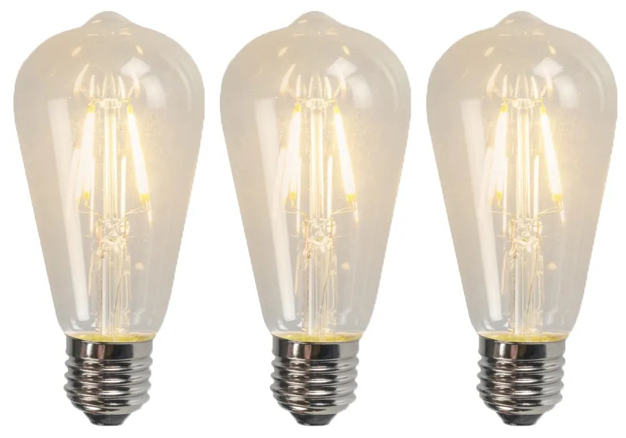 3 db E27-es LED izzószálas izzó készlet ST64 4W 320lm 2700K