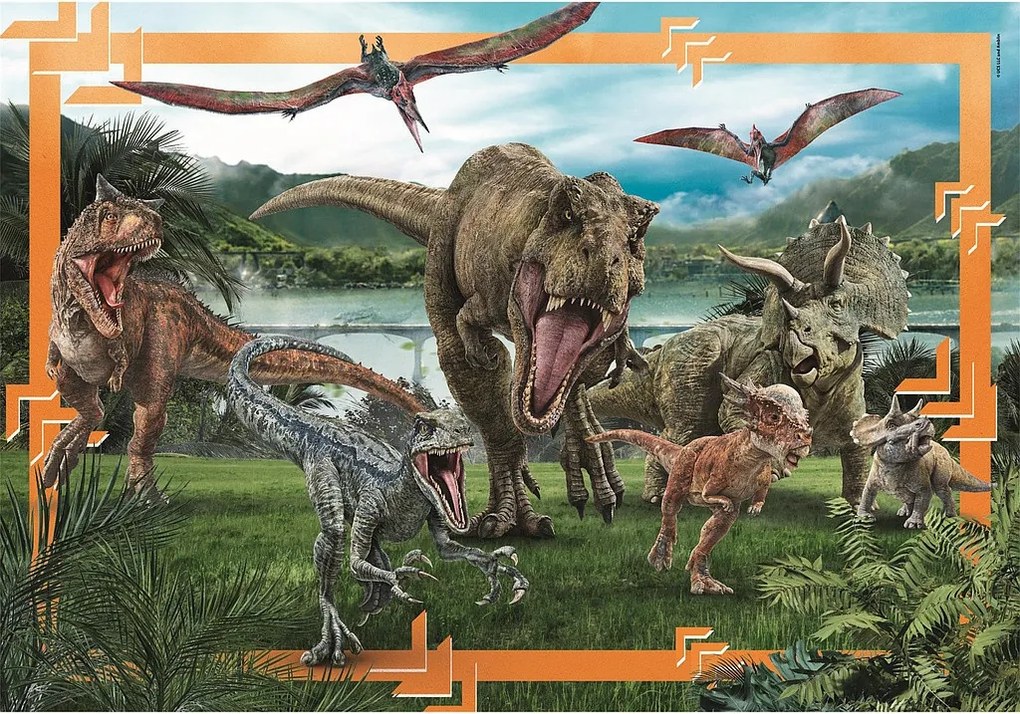 Jurassic World Predator-Prey 104 db-os maxi puzzle Clementoni