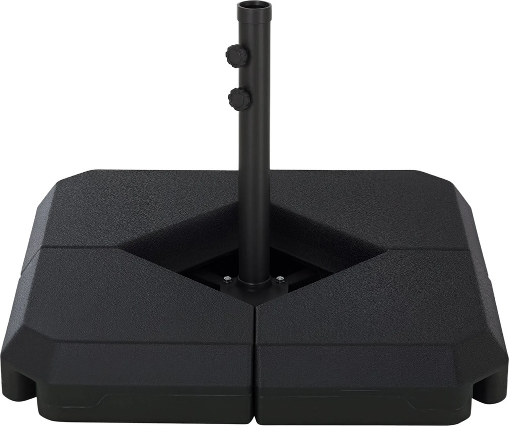 Outsunny 4 részes Tölthető Napernyő Talapzat 15kg / 18 kg Víz vagy Homok Súllyal Napernyőhöz Kereszt Talapzat Cantilever Napernyő Állvány Műanyag Feke