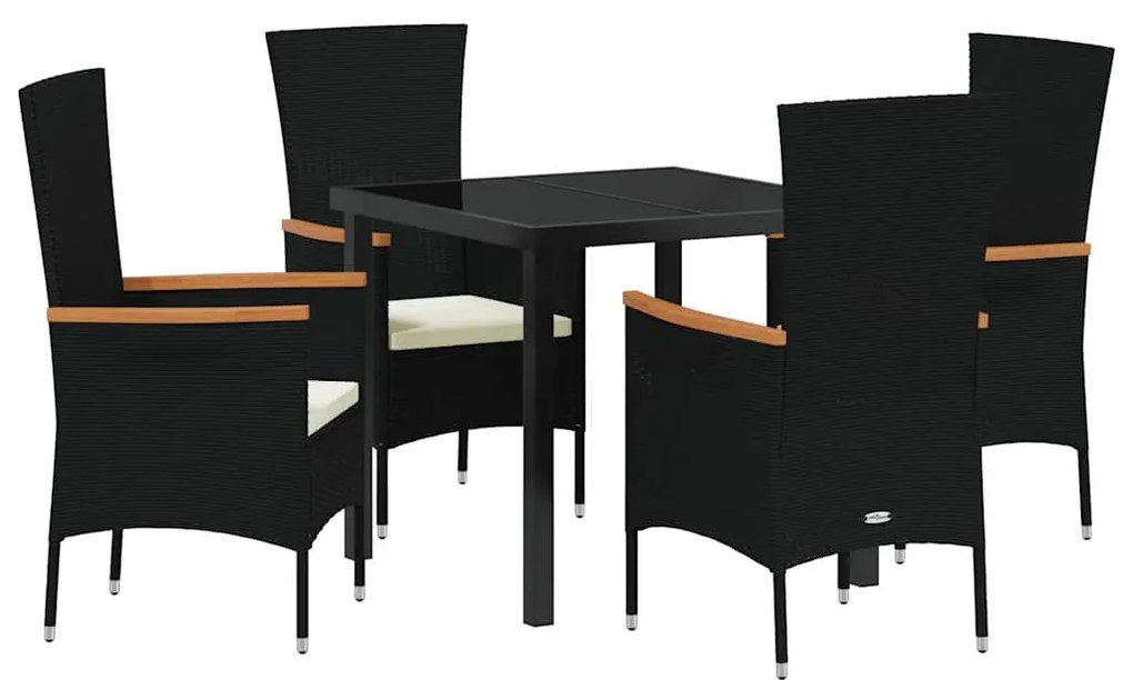 Kert étkező szett párnával 5 pcs Fekete Poli rattan