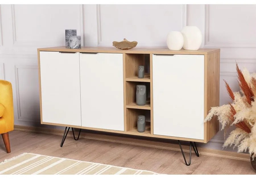 Konzolasztal Clara Console - Oak, Fehér