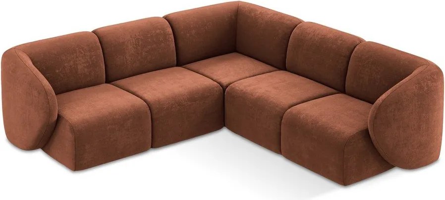 Terrakotta színű zsenília sarokkanapé Lani – Makamii