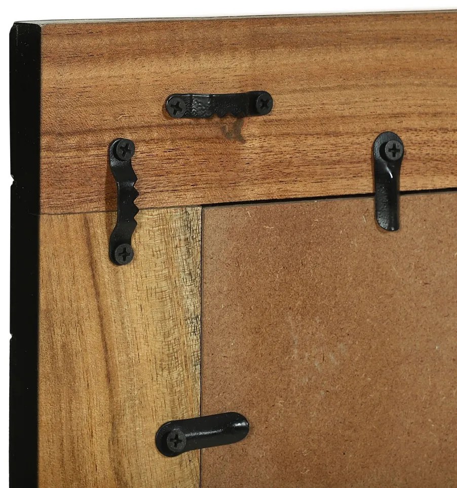 Tükör tükörrel Fekete és Barna 90 x 2 x 50 cm Tömör Fa Akácia