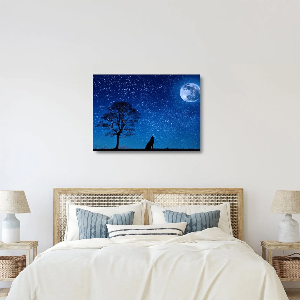 A Holdon üvöltő farkas képe (üvegen) (70x50 cm)