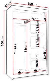 Ruhásszekrény tolóajtókkal Monata IV 100 (fehér + arany) . 1105746