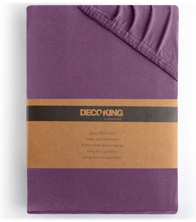 Lila gumis jersey lepedő 160x200 cm Amber – Restilo