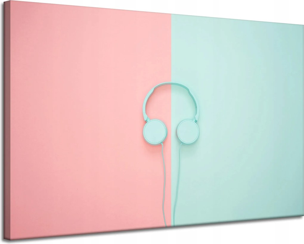 Vászonkép Zene Fejhallgató Kétszínű Pasztell színek 120x80