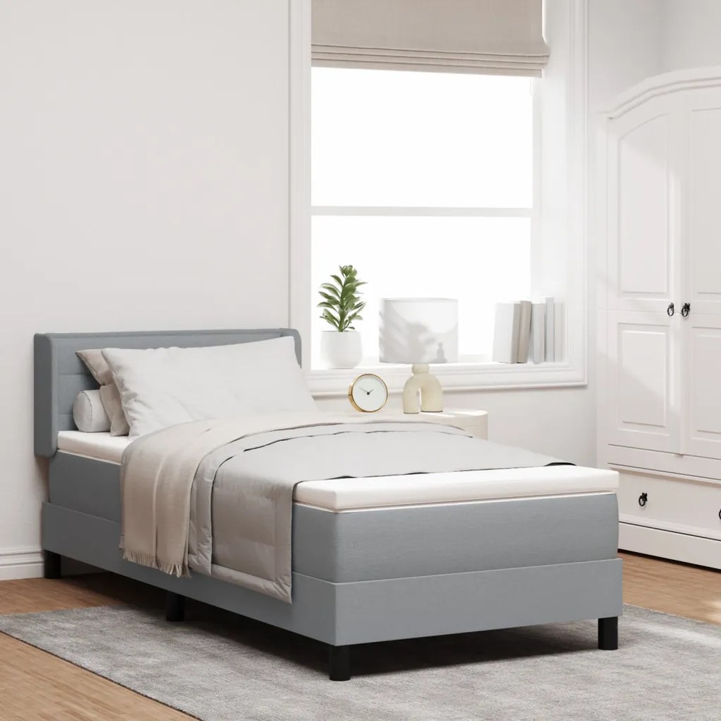 Boxspring Ágy Mattal, Világosszürke, 80x200 cm, Szövet