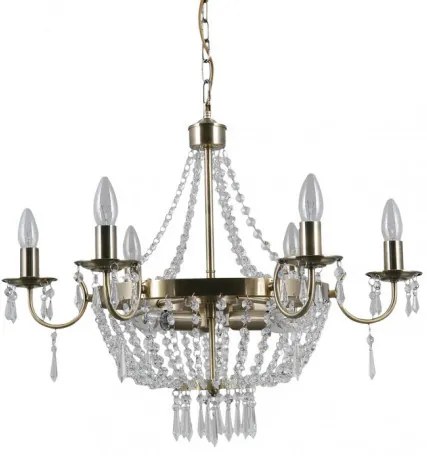 ITALUX PND-30138-6-3B CORTINA Kristály Csillár Antik Bronz E14 IP20