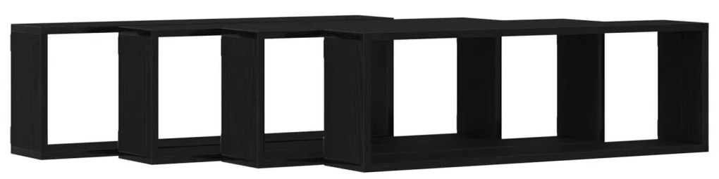 Fali Polcok 4 db Fekete Tölgy 80x15x26 cm Mérnöki Fa