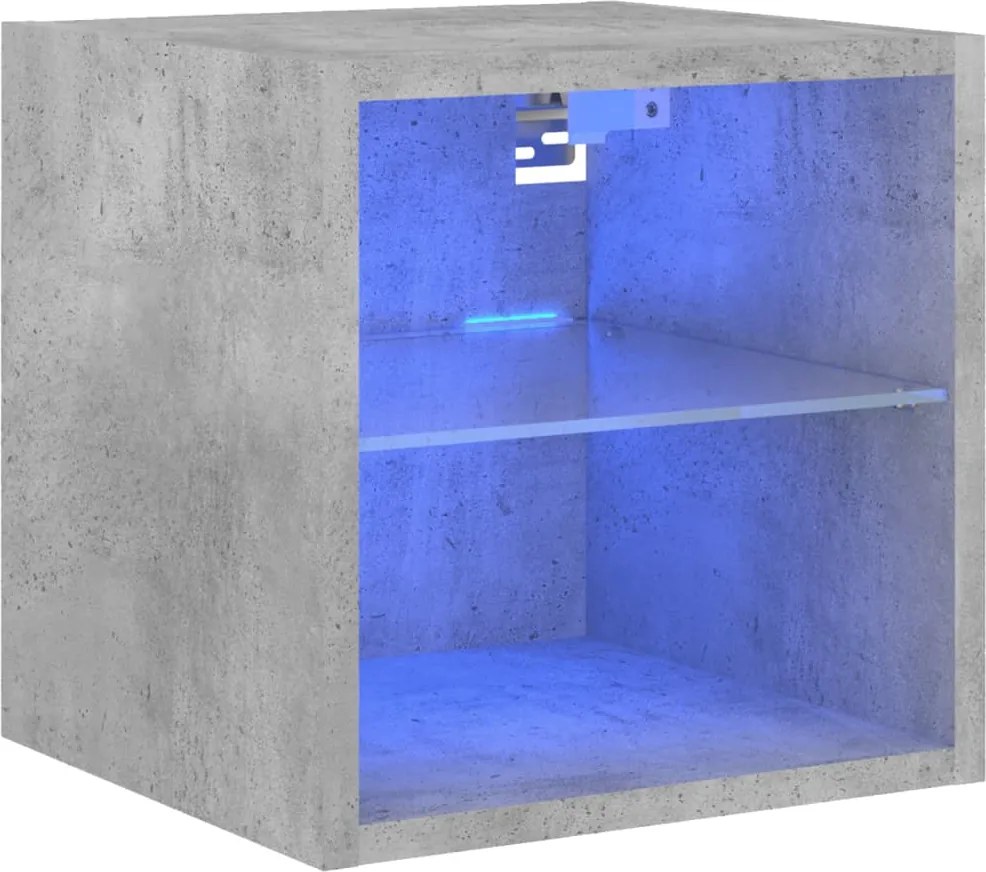 vidaXL betonszürke fali TV-szekrény LED-világítással 30 x 28,5 x 30 cm