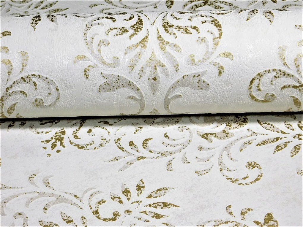 Tapéta Glamour Klasszikus Dísz Arany Fehér Bézs Vastag Tapéta