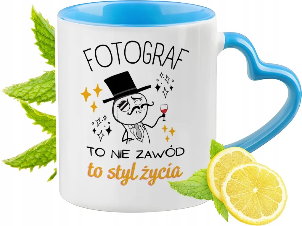 Fotósnak Kék Bögre Szív Alakú Füllel Ajándék