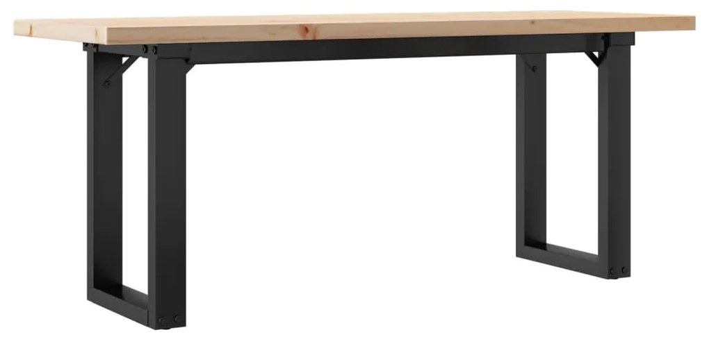 tömör fenyőfa és öntöttvas O-vázú dohányzóasztal 110x40x45,5 cm