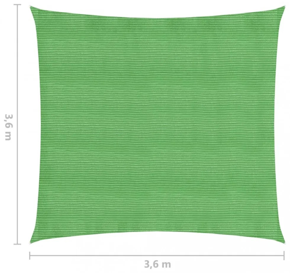világoszöld HDPE napvitorla 160 g/m² 3,6 x 3,6 m