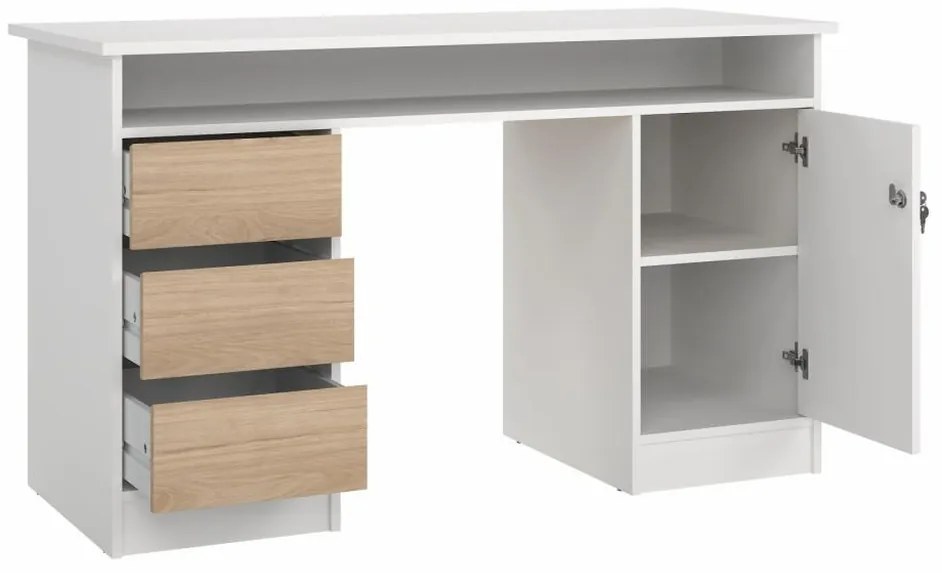 Felix V íróasztal, fehér / jackson hikorifa