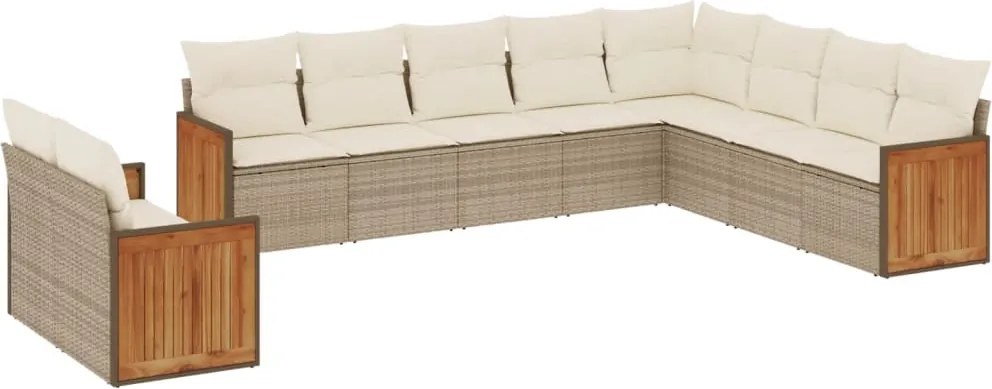 vidaXL 10 részes bézs polyrattan kerti ülőgarnitúra párnával
