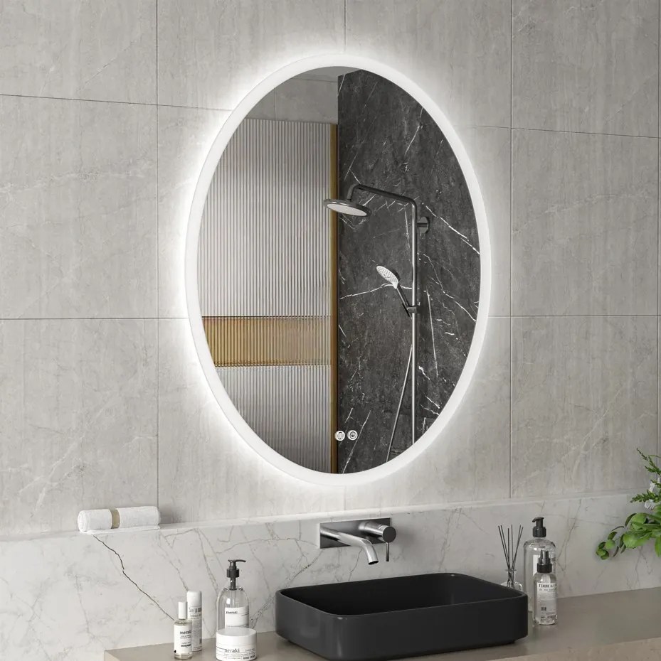 Erga Paola, ovális LED tükör 80x100cm, 2645 lm, 3 fényszín, első és hátsó világítás, ERG-V01-302-1080-00