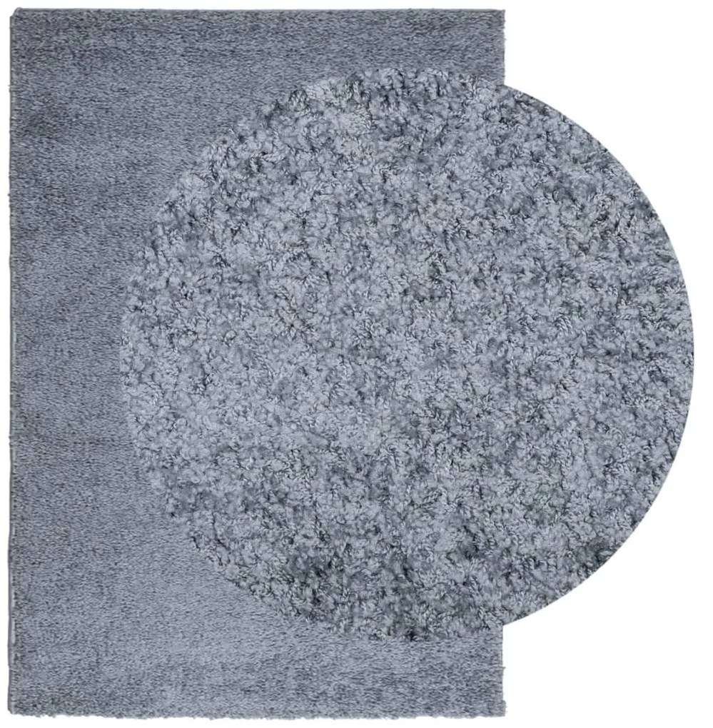 PAMPLONA kék magas szálú bolyhos modern szőnyeg 160 x 230 cm